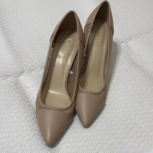 Marc Fisher Beige Pointed-Toe Mesh Pumps